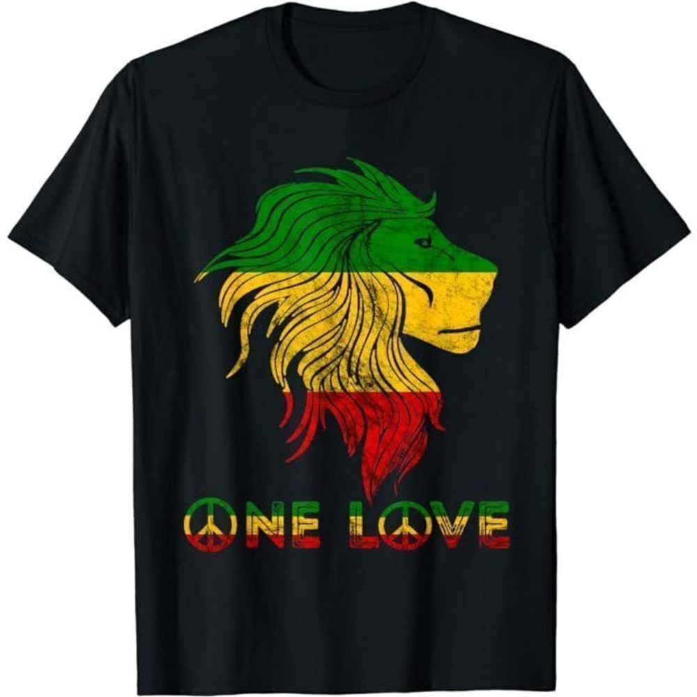One Love Rasta Reggae Lion Of Judah T-Shirt